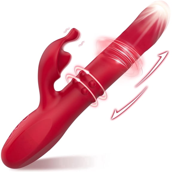 4 in 1 Rabbit Vibrator For Women,G Spot Vibrator with 10 Vibrating 6 Telescoping & Rotating Modes,Clitoral Stimulator Sex Toys for Women