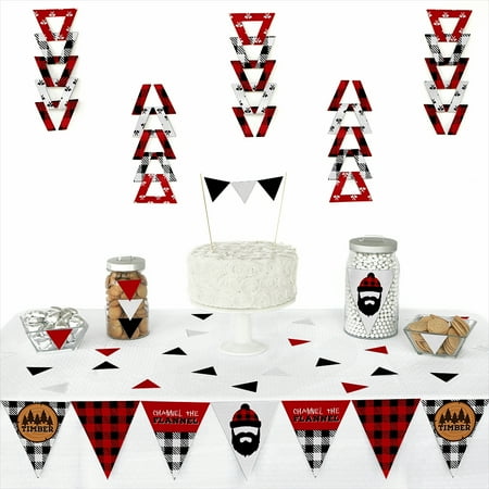 Buffalo Plaid Flannel - Lumberjack - Channel The Flannel - Triangle Buffalo Plaid Party Decoration Kit - 72 Piece