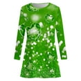 thumbnail image 3 of Riforla Ladies Fashion and Comfortable St. Patrick's Festival Green Theme Featuring Printed Round Neck Long Sleeve Casual Dress 2 Dresses for Women Green L, 3 of 5
