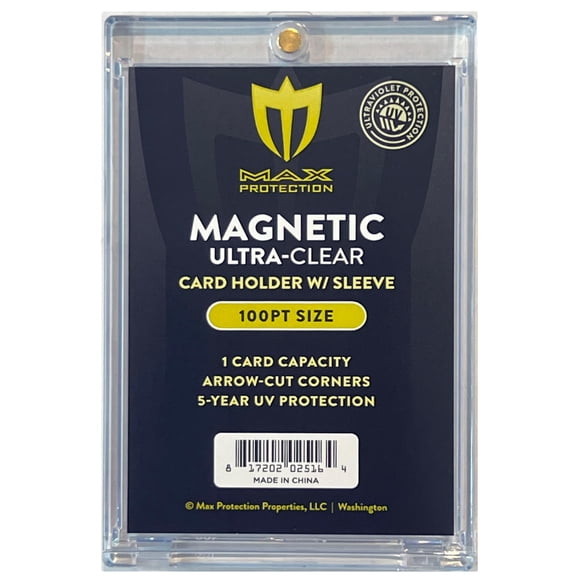 Max Protection Magnetic Card Holder for Sleeved Cards – 50-Pack 130pt Ultra-Clear Cases – Hard Plastic Card Sleeves Holders UV Protector Case - Fits Standard Sports Baseball Trading Cards