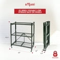 thumbnail image 2 of Origami R3 Foldable 3-Tiered Shelf Storage Rack & Wheels, Pewter (2 Pack), 2 of 11