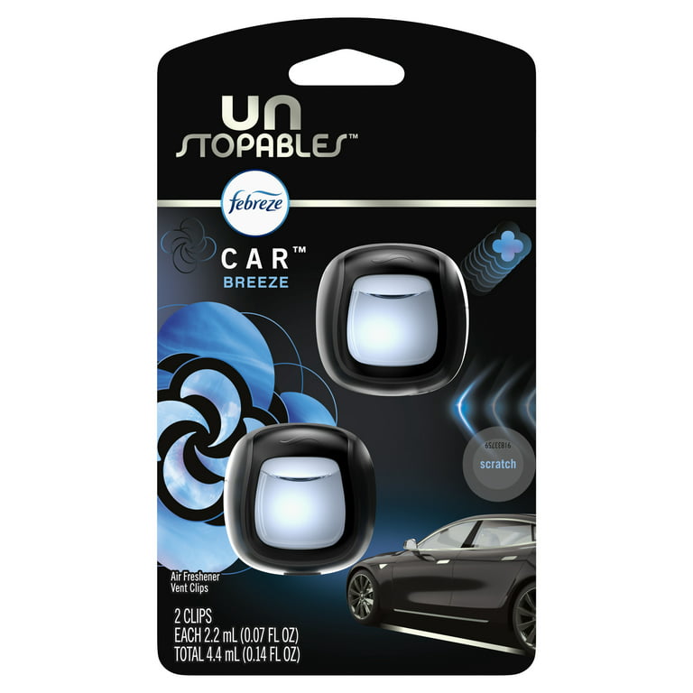 Febreze Car Air Freshener, Breeze, Vent Clips - 2 pack, 2.2 ml clips