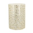 thumbnail image 2 of GZXS 14" Accent Cylindrical Side Table in Gold & White Starburst Capiz Shell Inlay, Modern Bohemian Decorative Stool - No Assembly for Home Office, Living Room, Bedroom, 2 of 8