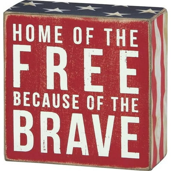 Primitives by Kathy Patriotic Box Sign, 4 x 4, Home of The Free