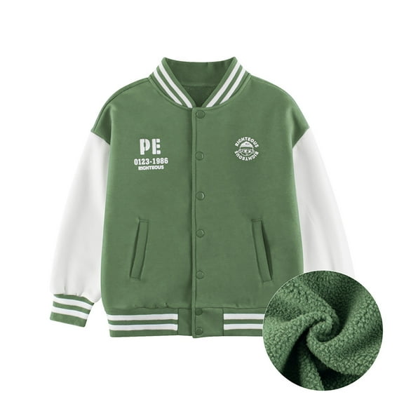 WOYY Little Boys Hoodie Thick Warm Baseball Jacket Zip-Up Sport Bomber Jacket