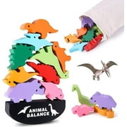 PJDRLLC Toys for 4 5 6 7 Year Old Boys Girls, Stacking Dinosaur Toys for Kids, Wooden Balance Blocks for Pre-Schoolers Learning Fine Motor Skills, Best Christmas and Birthday Gifts for Children