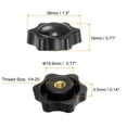 thumbnail image 2 of 12 Pieces Star Knobs 1/4-20 Thread 38mm 6-Point Head Brass Insert Non-Through Hole Threaded Hand Knob Black, 2 of 6