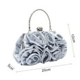 thumbnail image 5 of OPOLSKI Women Rose Flower Pattern Faux Silk Handbag Bridal Clutch Bag for Wedding Evening Party, 5 of 8