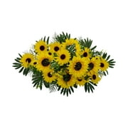 Mainstays 27.5in Outdoor Artificial Floral Headstone Saddle, Sunflower in Yellow.