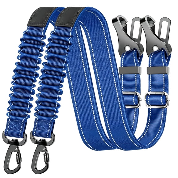 GASTROPOD 3-In-1 Dog Seat Belt for Car, 2 Pack Adjustable Bungee Dog Car Harness with Seatbelt Buckle &Amp; Latch Hook, Reflective &Amp; 360° Swivel Heavy Duty Pet Safety Belts for Dogs and Cats