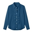 thumbnail image 5 of cocolona Womens Pleated Button Down Collared Blouses Long Sleeve Solid Color Shirts Trendy Casual Fall Tops, 5 of 6