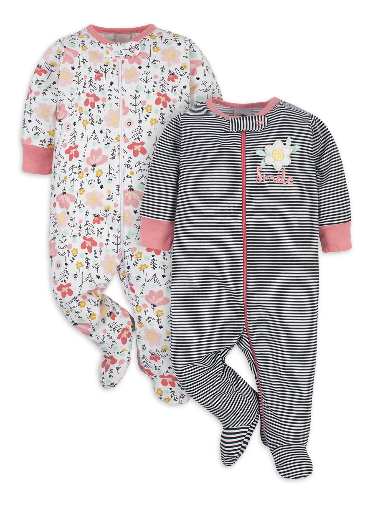 Ex Store Baby Girls Pink Dinosaur Spot Mix & Match 2 Pack Pyjamas 0 3 6 9 12 24 