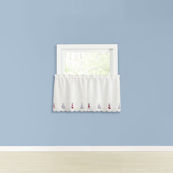 BELLE MAISON USA, LTD. LIGHTHOUSE EMBROIDERED TIER PAIR 56â X 24â