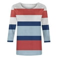 thumbnail image 5 of Cagogo Womens 3/4 Sleeve Tshirts Shirts Summer Spring Tops Under $5 Loose Fit Crew Neck Striped Color Block T-Shirts 2025 Vacation White T-Shirts Clothes, 5 of 5