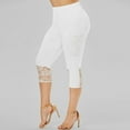 thumbnail image 3 of Vadktai Women's Plus Size Capri Yoga Leggings Trendy Lace Skinny High Waist Butt Lifting Capris Pants Summer Workout Joggers Cropped Pants, 3 of 5