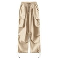 thumbnail image 4 of IDALL Cargo Pants Women Wide Leg Pants Woman Sweatpants Women Baggy Pants Cargo Trousers Women Baggy Trousers Parachute Trousers Sweatp Womens Casual Pants Beige L, 4 of 6