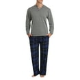 thumbnail image 1 of Mr. Sleep Adult Men's Flannel Pajama Big and Tall Pant and Long Sleeve Henley Cotton Button Down PJ Shirt Set - Charcoal Grey with Navy Plaid - XXXL, 1 of 4