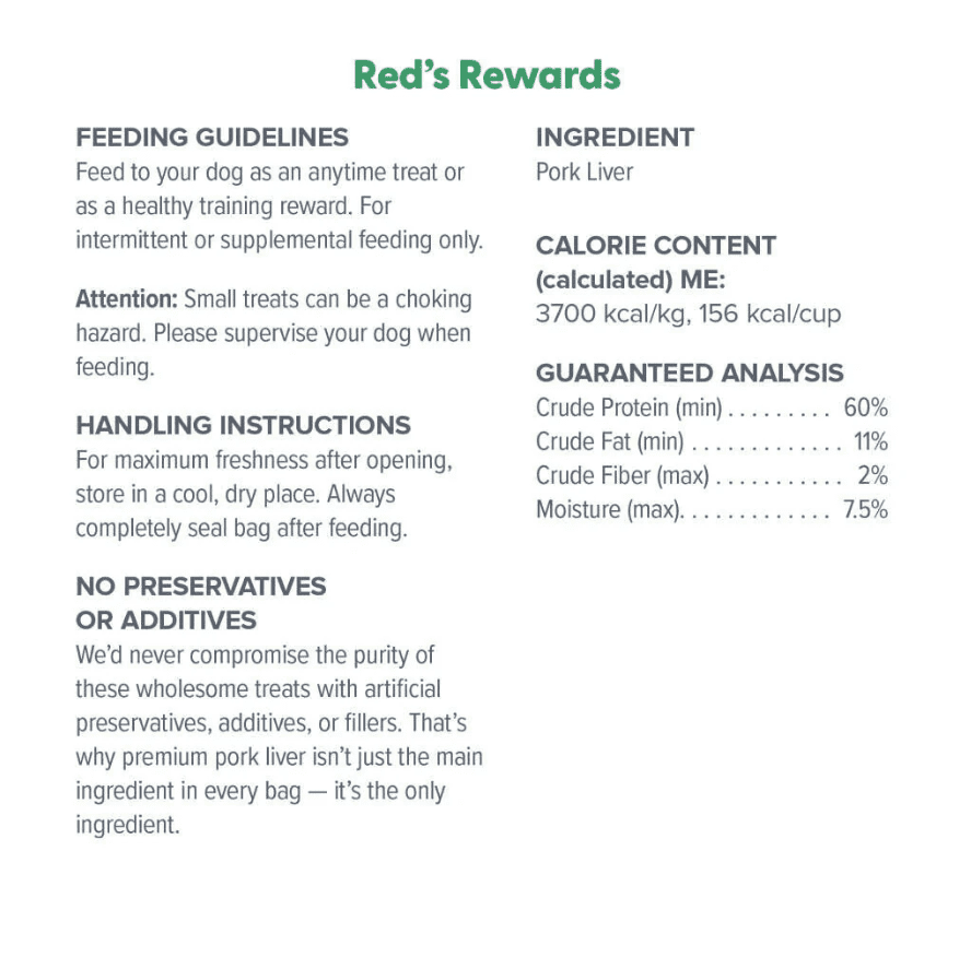 Dr. Marty Red's Rewards Favorite Freeze Dried Pork Liver Dog Treats 4-oz (Pack of 3)