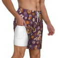 thumbnail image 2 of Kdxio Buffalo Plaid And Butterflys Print Men'S Swim Trunks With Compression Liner 7 Inch Inseam Quick Dry Swim Shorts, 2 of 7
