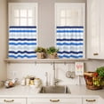 thumbnail image 3 of 3 Piece Kitchen Curtains and Valances Set Blue Ombre Striped Cafe Curtains 36 Inch Length Farmhouse Stripes Simple Art Valance & Tier Curtain for Living Room Bedroom Small Window 54"x18"+27"x36"*2, 3 of 6