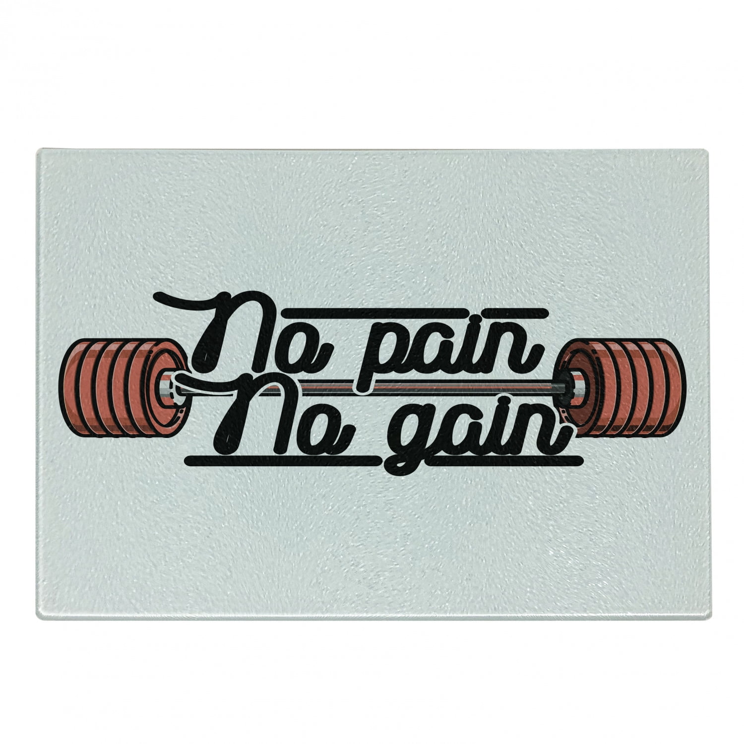 Fitness Cutting Board, No Pain No Gain Vintage Emblem Design Barbells ...