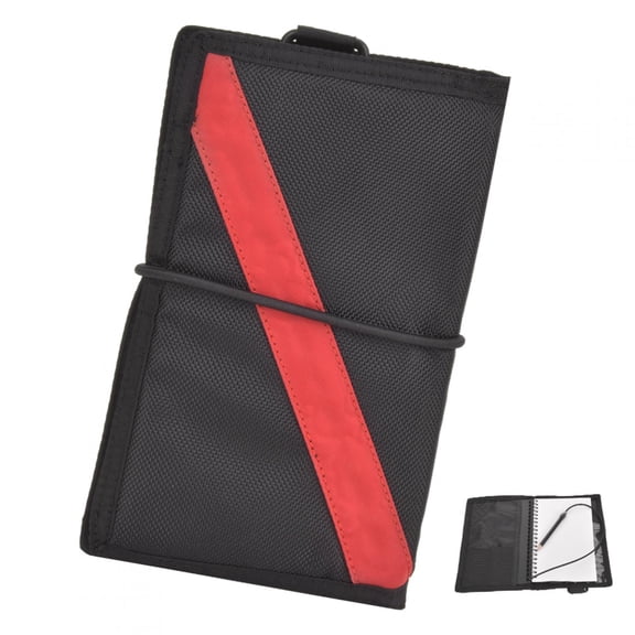 Red Stripe PU Coated Nylon Cloth Diving Notebook - Underwater Writing Plate for Scuba & Snorkeling