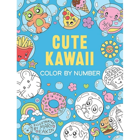 Dover Kids Coloring Books Cute Kawaii Color by Number, (Paperback)