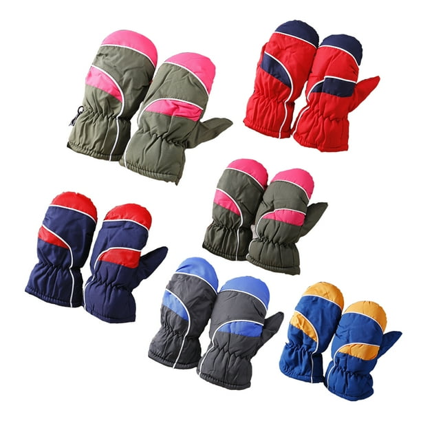 3 pares para niños Mittens Invierno Impermeable Cálido con gancho Niños Easy Matching Supplies Portátiles Impresión Espeseñan Actividades al aire libre Inevent HA059222-00B