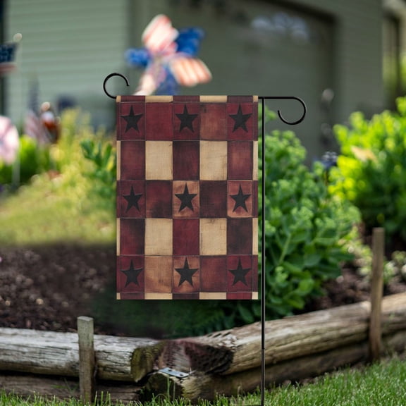 Yayeee Garden Flag 12"x18" Double Sided Outdoor Yard Lawn Holiday Decorations, Star Spangled Squares