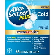 Alka-Seltzer Plus Powerfast Fizz Severe Cold Medicine, Original Effervescent Tablets, 36 Count