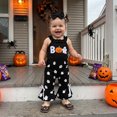 thumbnail image 5 of Cenuakty Girls Halloween Outfits Ghost Embroidery Romper Flared Pants Headband, 5 of 9