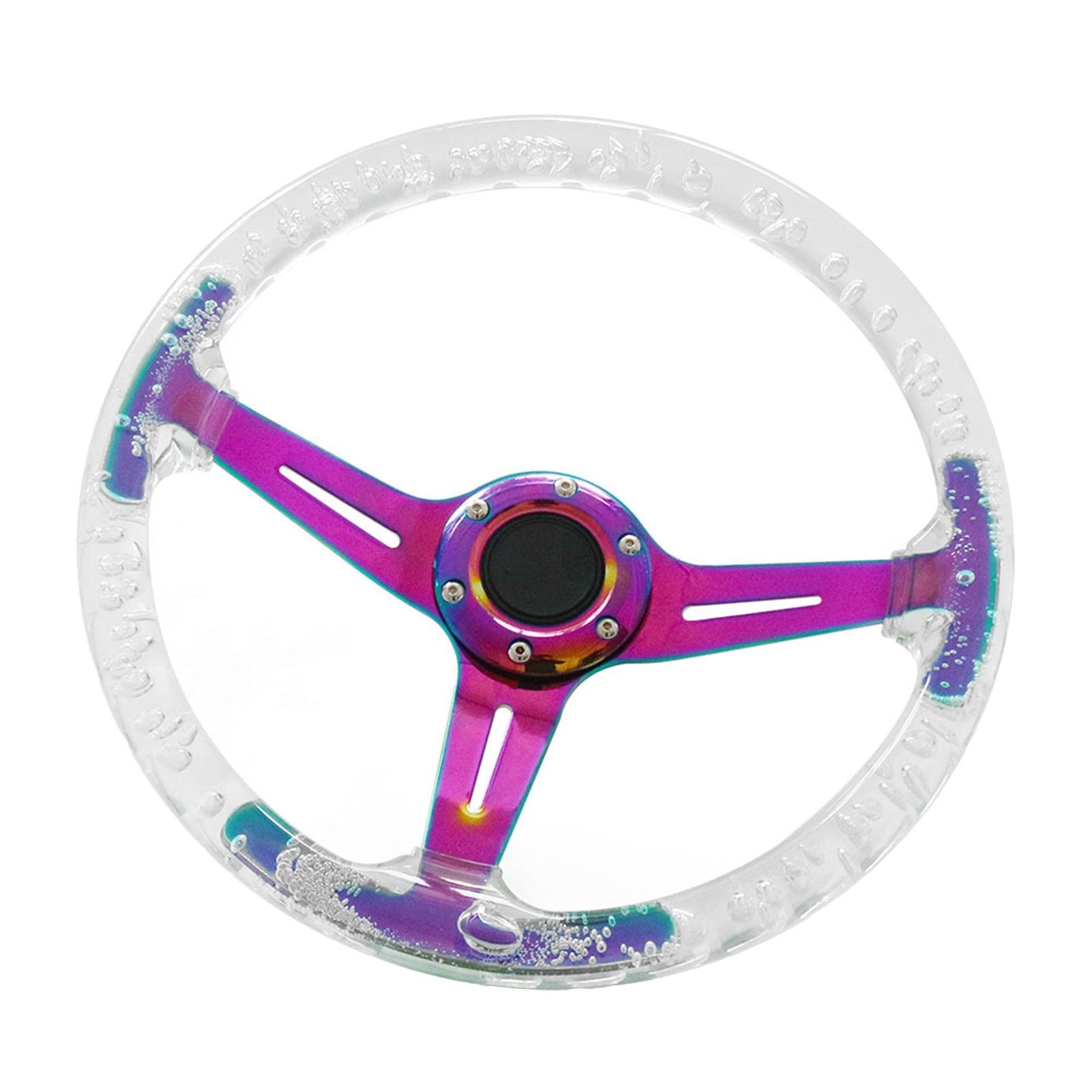 14inch Universal Racing Heart Steering Wheel Wood Chrome Spoke Girl  Steering Wheel with Anime Horn