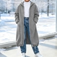 thumbnail image 3 of Agkizg Girls Double Zip Mid Length Coat Hooded Winter Overcoat with Pockets Solid Color Warm Casual Outerwear, 3 of 6