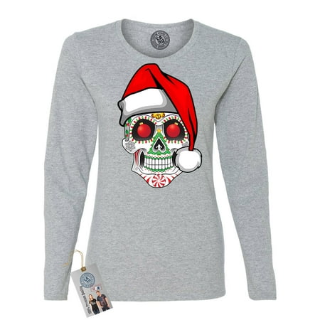 Christmas Mexican Sugar Skull Women Long Sleeve T Shirt
