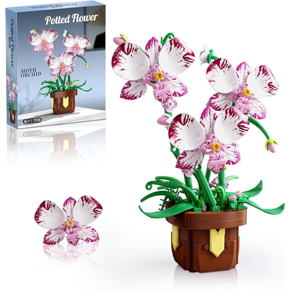 GZBricker Phalaenopsis Flowers Bouquet Building Set, Compatible with Lego Botanical Collection Home Office Decor for Women Adults Girls 323PCS