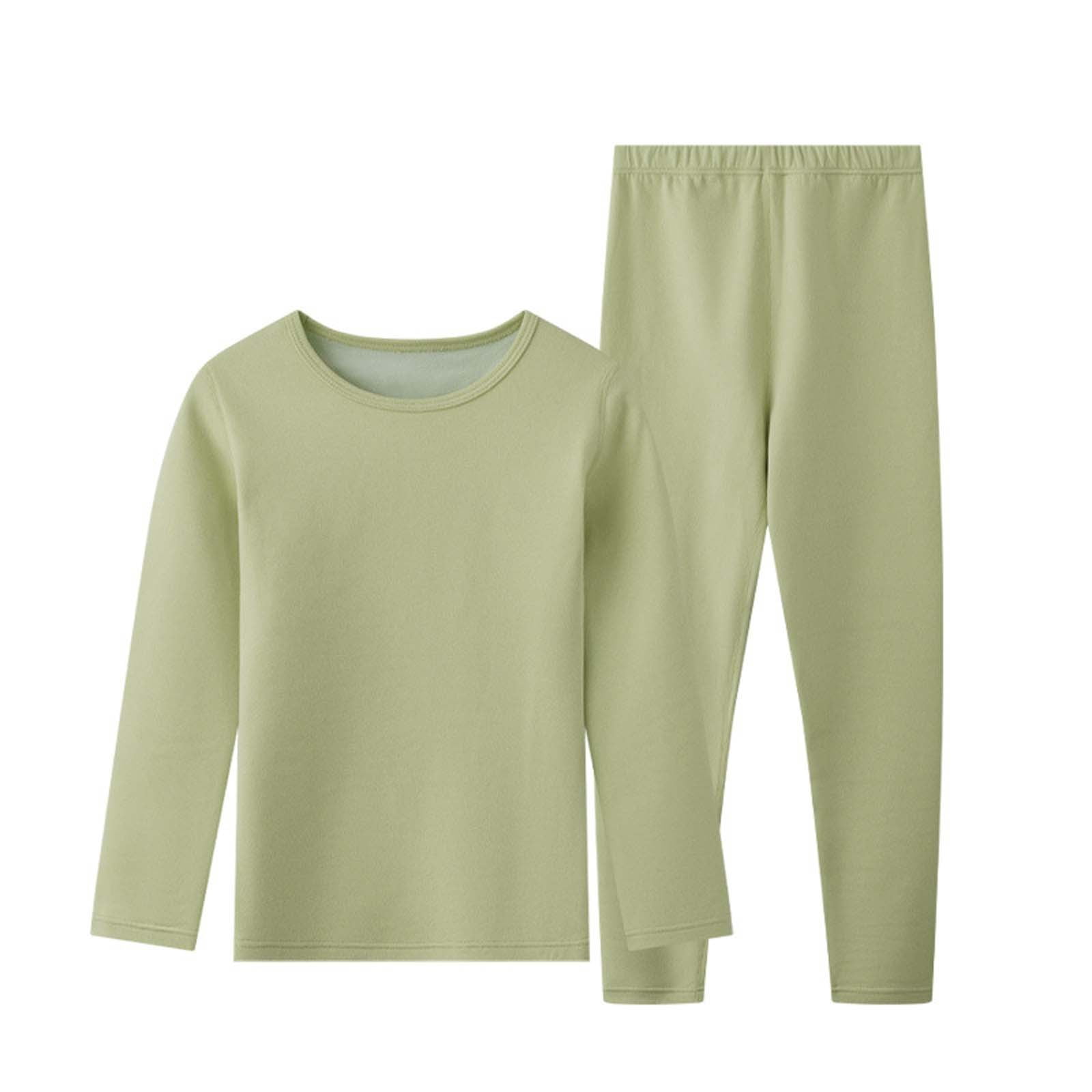 SUYIDA Girls Thermal Underwear Set for Kids Long Johns Lined Base Layer Top & Bottom Cold Winter Thermals