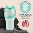 thumbnail image 3 of Reusable Plastic Coffee Travel Mug with Handle – Leak-Proof Lid, Microwave & Dishwasher Safe - 24 oz - Green (Teal), 3 of 4