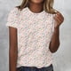 thumbnail image 3 of Mujeres Pantalones Cortos de Verano Ocio Flor Impresión Cuello Redondo, Top de Manga Corta Casual Y Blusa para la Primavera, la Fiesta Y el Uso Diario, 3 of 4