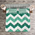 thumbnail image 3 of Ambesonne Geometric Quilted Bedspread Set 3 Pcs, Pastel Chevrons Green, King Size, Mint Green Dark Green, 3 of 3