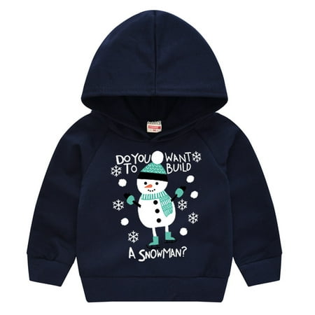 

DENGDENG Baby Boy Girl Snowman Hoodie Toddler Christmas Clothes Long Sleeve Hooded Pullover Winter Warm 6M-4Y