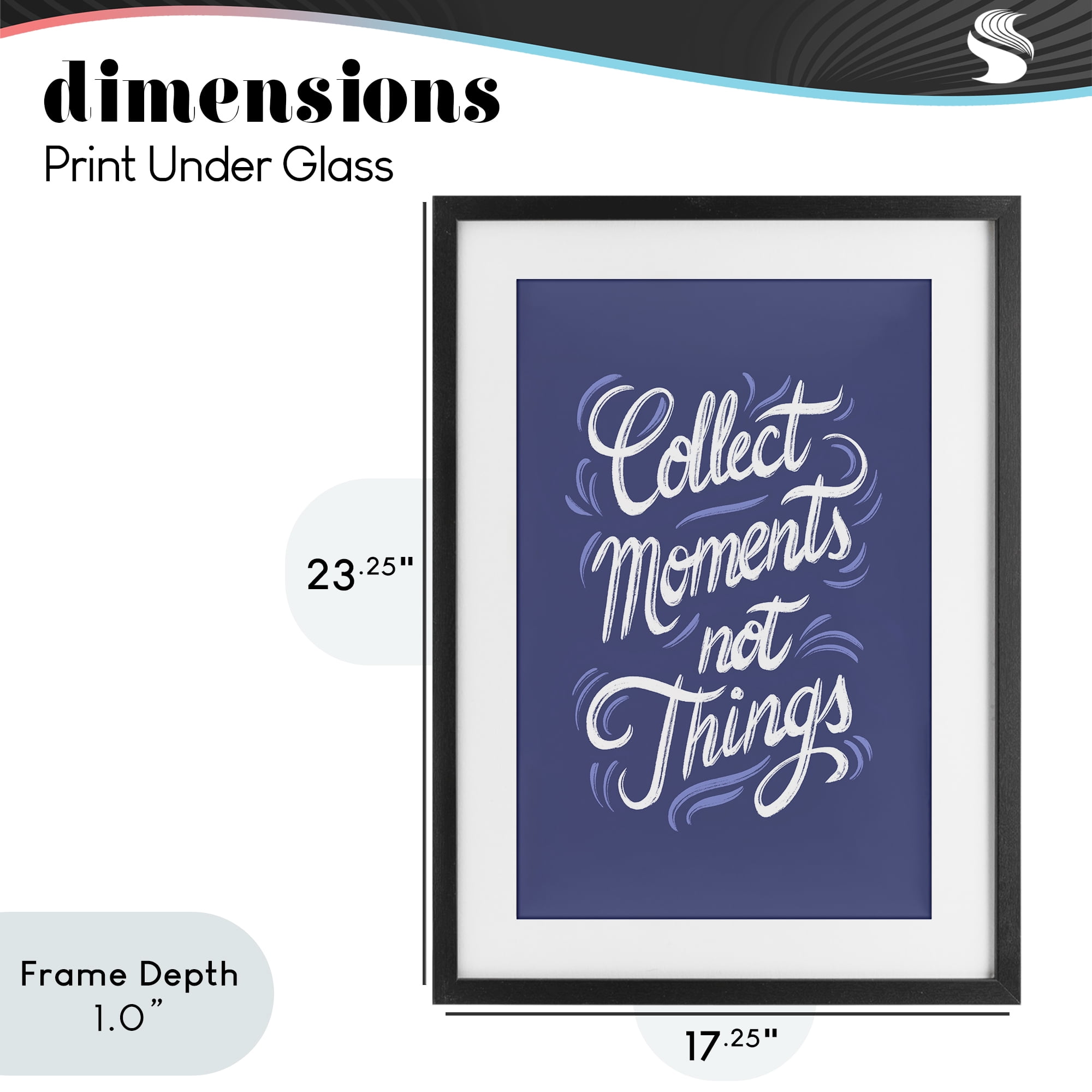 Stupell Industries Collect Moments Not Things Black Framed Print Under Glass, design by Martina Pavlova
