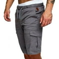 thumbnail image 3 of OUSITAID Mens Casual Drawstring Cargo Shorts Classic Relaxed Fit Elastic Waist Work Shorts with Multi-Pocket, 3 of 8