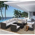 thumbnail image 6 of RADIATA 9 Pcs Outdoor Furniture with Fire Pit Table, Wicker Patio Sectional Sofa Conversation Sets, Light Gray, 6 of 11