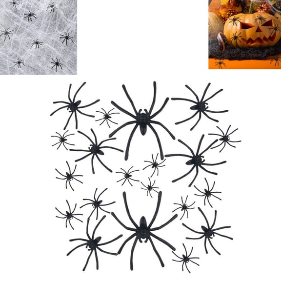 20PCs Halloween Realistic Black Plastic Spiders, Fake Small Spider Prank Props, Indoor Home and Party Halloween Scene Decorations