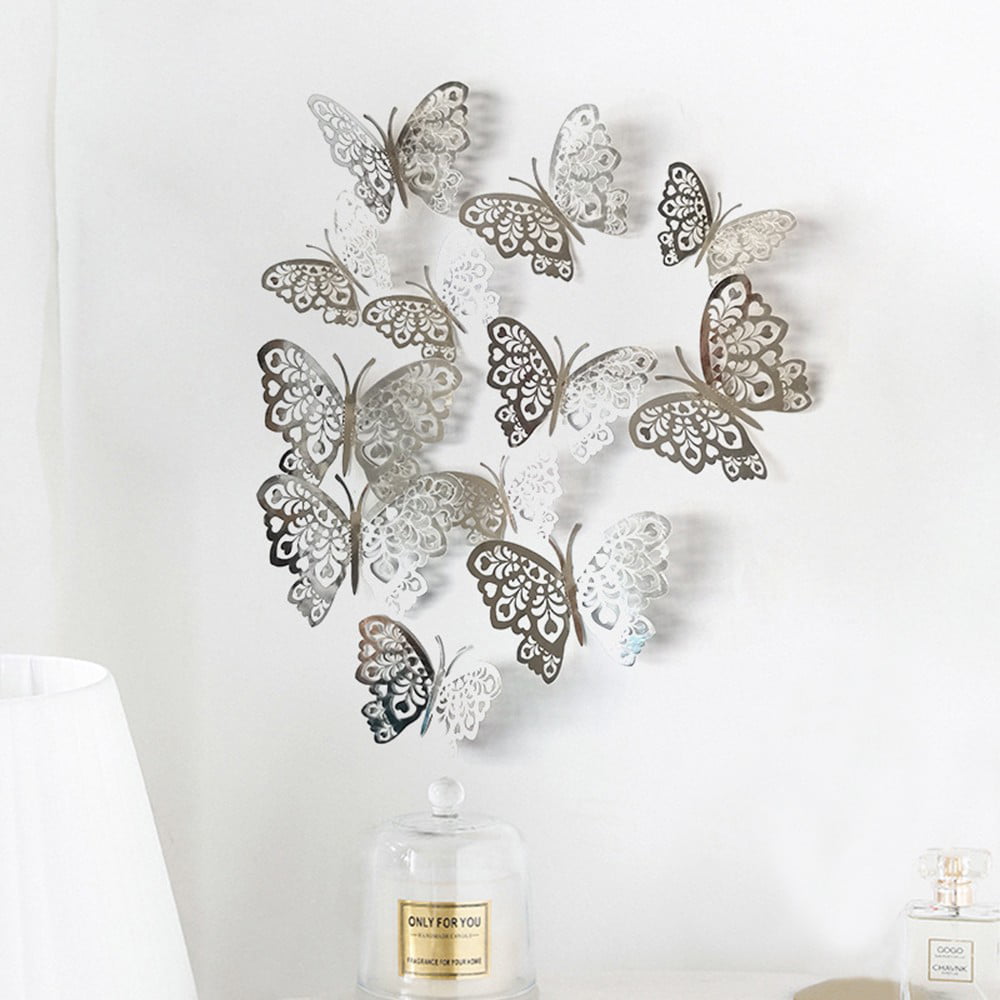 3D Metallic Art Decals Home Room Decorations Decor Kids Butterfly Wall Stickers
