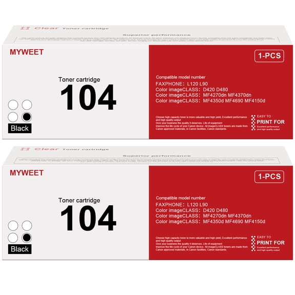104 Black Toner Cartridge (2-Pack) CRG-104 Toner Replacement for Canon 104 Toner for imageCLASS D420 D480 MF4150d MF4270dn MF4370dn FAXPHONE L120 L90 Printer, 0263B001