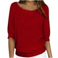 thumbnail image 2 of Lenago Oversized Sweaters for Women Plus Size Round Neck Knitwear Elegant 3/4 Sleeve Comfort Shirt Pullover Sweaters Jumper, 2 of 6
