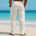 thumbnail image 6 of Dresfit Linen Pants Men 2026 Big and Tall Wide Leg Pants Open Bottom Drawstring Y2k Slacks Elastic Waist Spring Breathable Baggy Trousers Light Gray 2XL, 6 of 6
