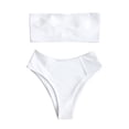 thumbnail image 1 of Conjunto de bikini ZAFUL para mujer, estilo bandeau sin tirantes, de corte alto, blanco, 1 of 9