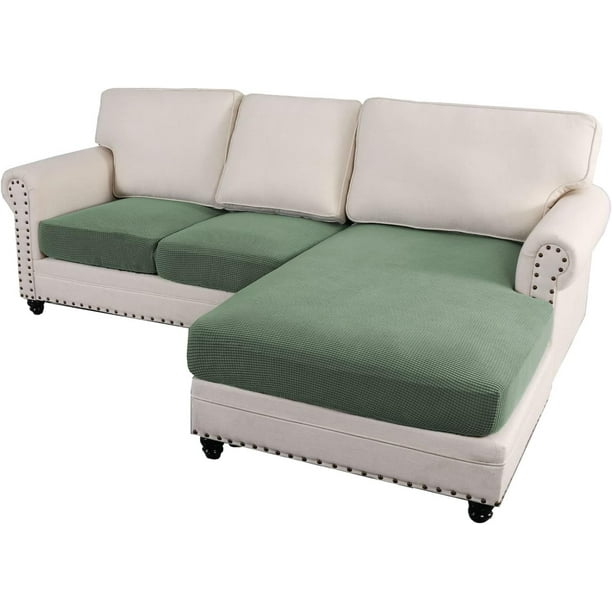 Fundas de sofá seccionales 3 piezas Fundas de cojines de asiento de sofá Cojín separado en forma de L Funda de chaise longue para sofá seccional izquierdo/derecho (sofá grande de 2 plazas + 1 chaise longue, gris)Loden Frost2 plazas + chaise longue